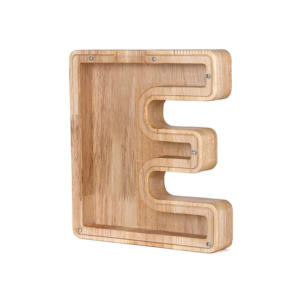Wooden Letter Money Box with Clear Front e by HitMyNeed