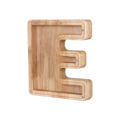 Wooden Letter Money Box with Clear Front e by HitMyNeed