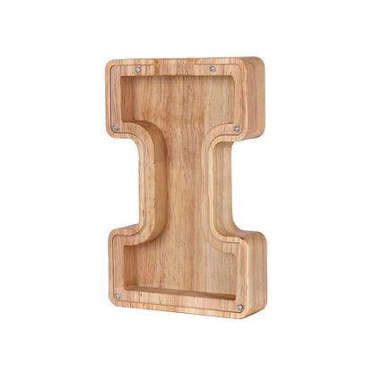 Wooden Letter Money Box with Clear Front i by HitMyNeed