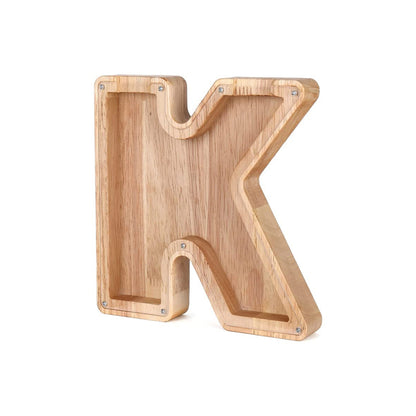 Wooden Letter Money Box with Clear Front k by HitMyNeed