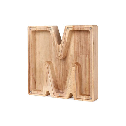 Wooden Letter Money Box with Clear Front m by HitMyNeed