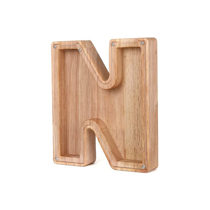 Wooden Letter Money Box with Clear Front n by HitMyNeed