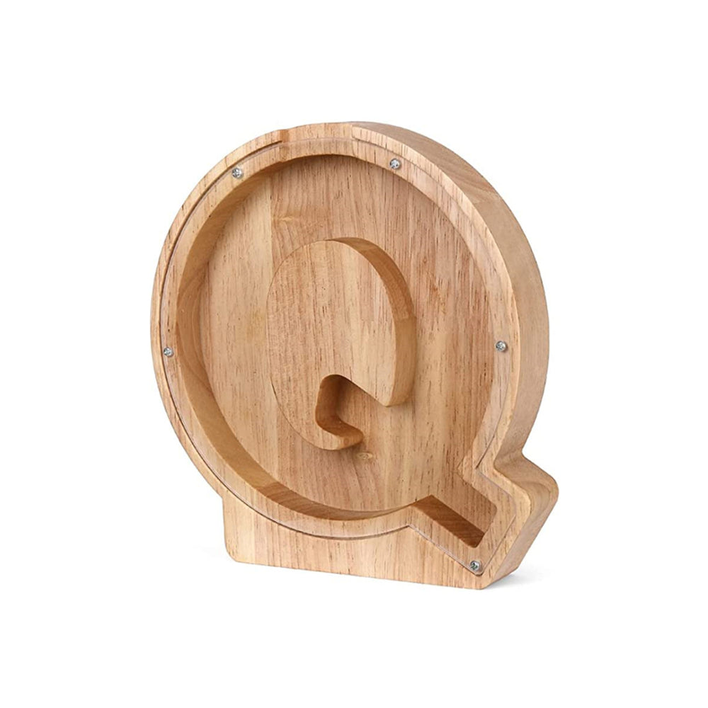 Wooden Letter Money Box with Clear Front q by HitMyNeed