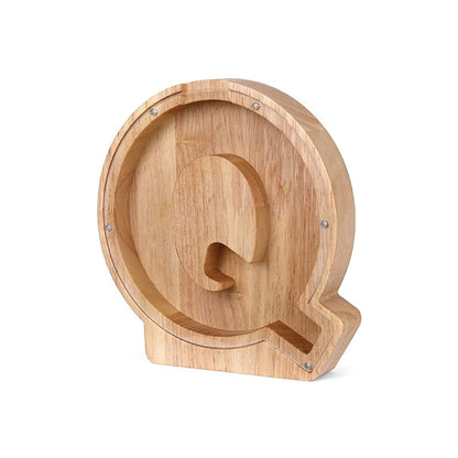Wooden Letter Money Box with Clear Front q by HitMyNeed
