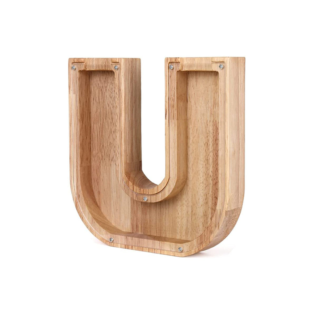 Wooden Letter Money Box with Clear Front u by HitMyNeed