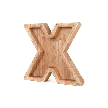 Wooden Letter Money Box with Clear Front x by HitMyNeed