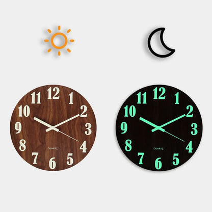 Wooden Luminous Silent Wall Clock 30cm by HitMyNeed