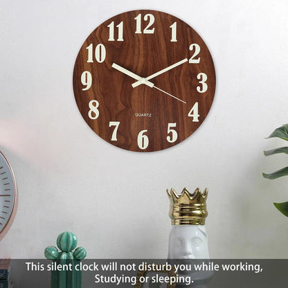 Wooden Luminous Silent Wall Clock 30cm by HitMyNeed