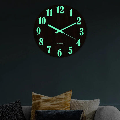 Wooden Luminous Silent Wall Clock 30cm by HitMyNeed