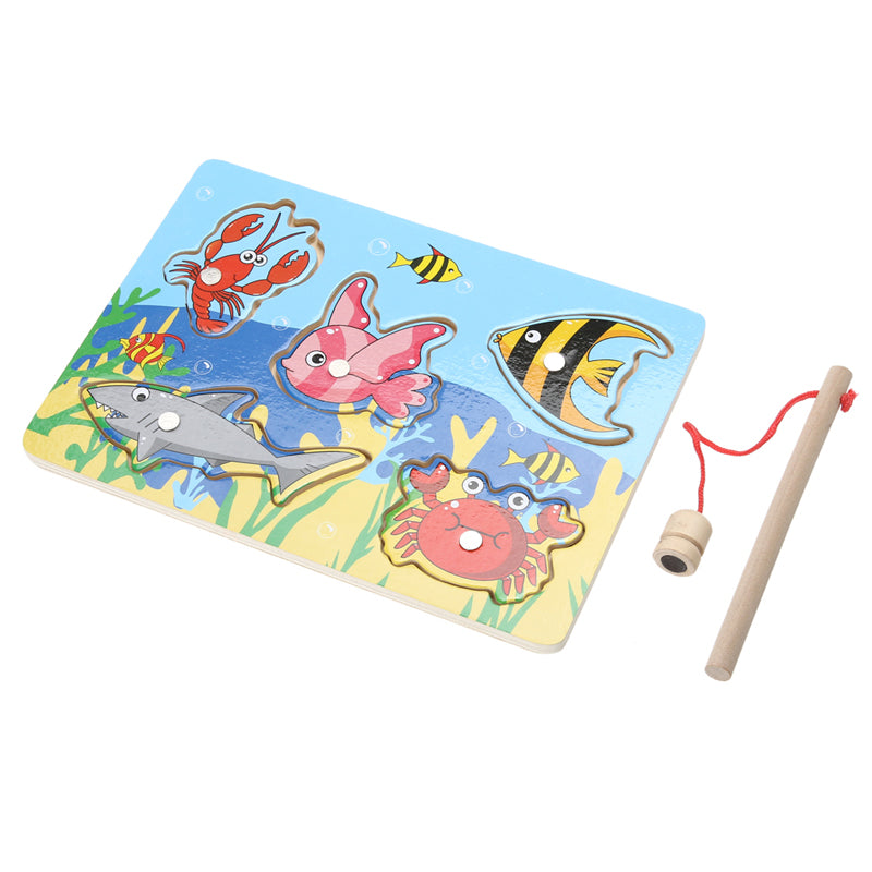 Wooden Magnetic 3D Fishing Game & Shape Puzzle by HitMyNeed