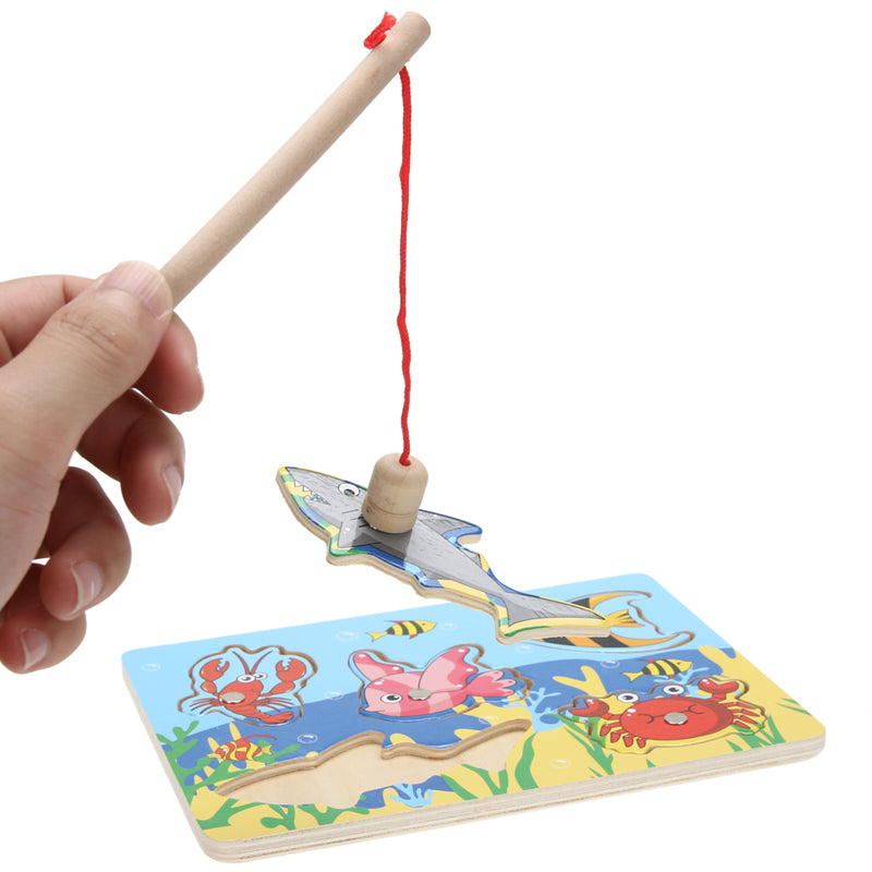 Wooden Magnetic 3D Fishing Game & Shape Puzzle by HitMyNeed