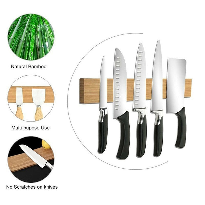 Wooden Magnetic Knife Holder Wall Mount 40cm by HitMyNeed