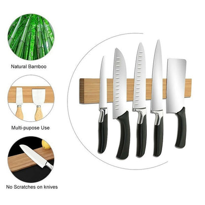 Wooden Magnetic Knife Holder Wall Mount 40cm by HitMyNeed