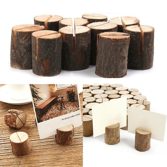 Wooden Mini Stump Menu Holders (Set of 50) by HitMyNeed