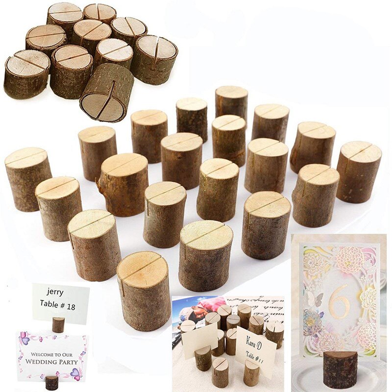 Wooden Mini Stump Menu Holders (Set of 50) by HitMyNeed