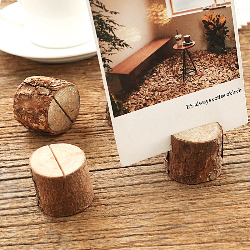 Wooden Mini Stump Menu Holders (Set of 50) by HitMyNeed