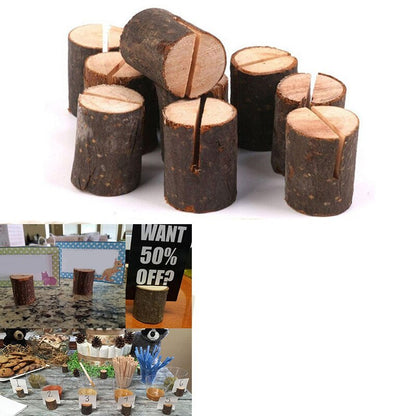 Wooden Mini Stump Menu Holders (Set of 50) by HitMyNeed