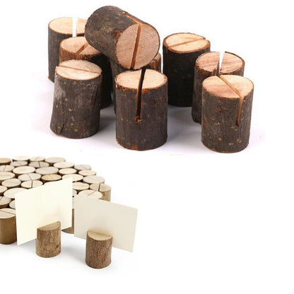 Wooden Mini Stump Menu Holders (Set of 50) by HitMyNeed