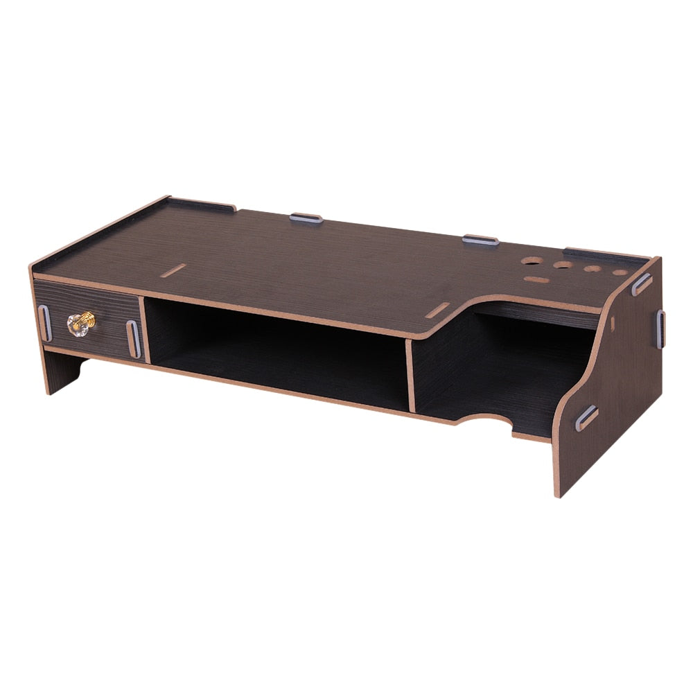 Wooden Monitor Stand with Desk Organizer Drawer by HitMyNeed