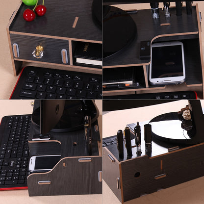 Wooden Monitor Stand with Desk Organizer Drawer by HitMyNeed