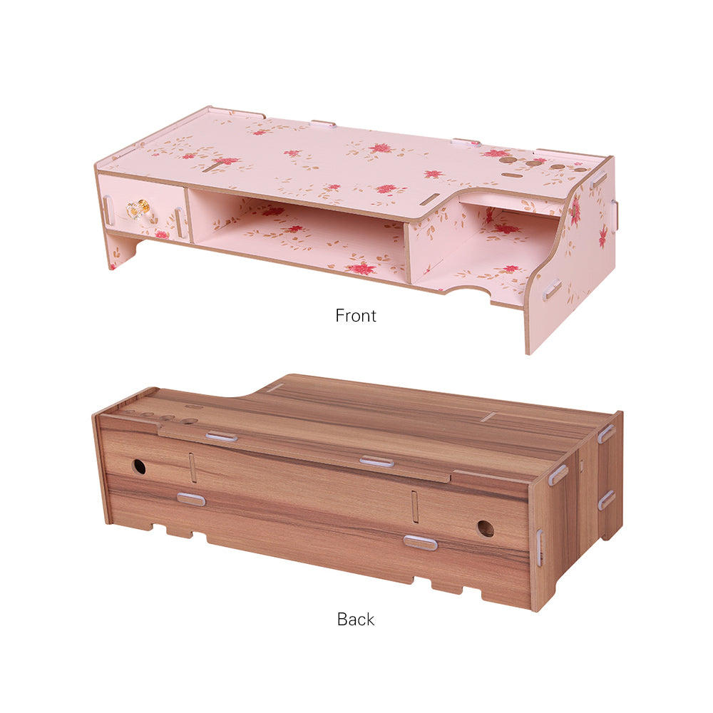 Wooden Monitor Stand with Desk Organizer Drawer by HitMyNeed