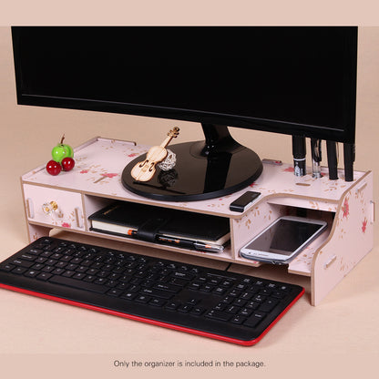 Wooden Monitor Stand with Desk Organizer Drawer by HitMyNeed