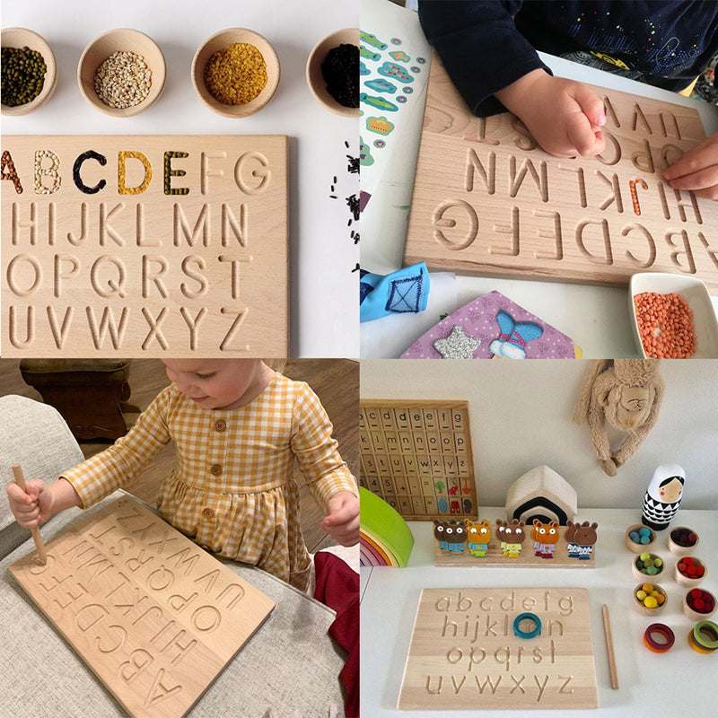 Wooden Montessori Tracing Board for Early Writing by HitMyNeed