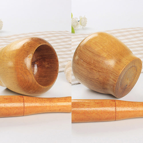 Wooden Mortar and Pestle Kitchen Grinding Set by HitMyNeed