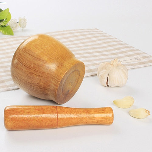 Wooden Mortar and Pestle Kitchen Grinding Set by HitMyNeed