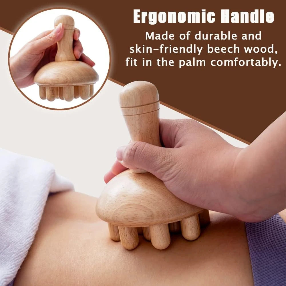Wooden Mushroom Massager for Body & Lymphatic Care by HitMyNeed