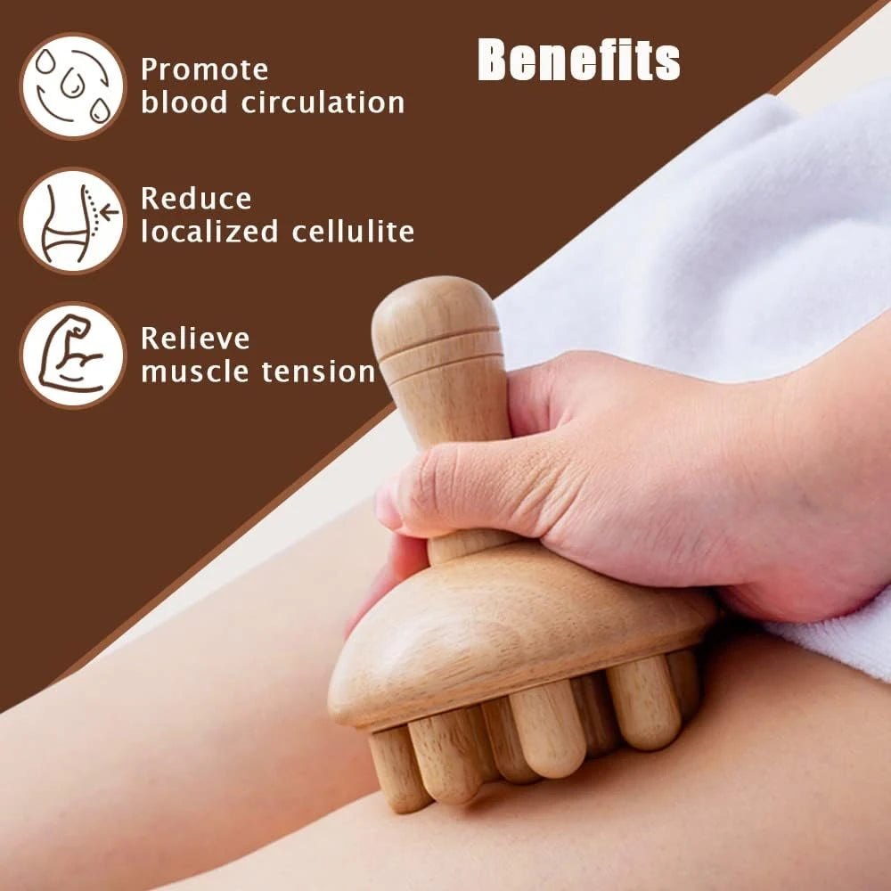 Wooden Mushroom Massager for Body & Lymphatic Care by HitMyNeed