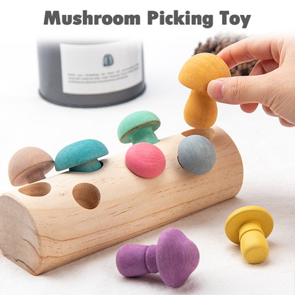Wooden Mushroom Picking Montessori Toy Set by HitMyNeed