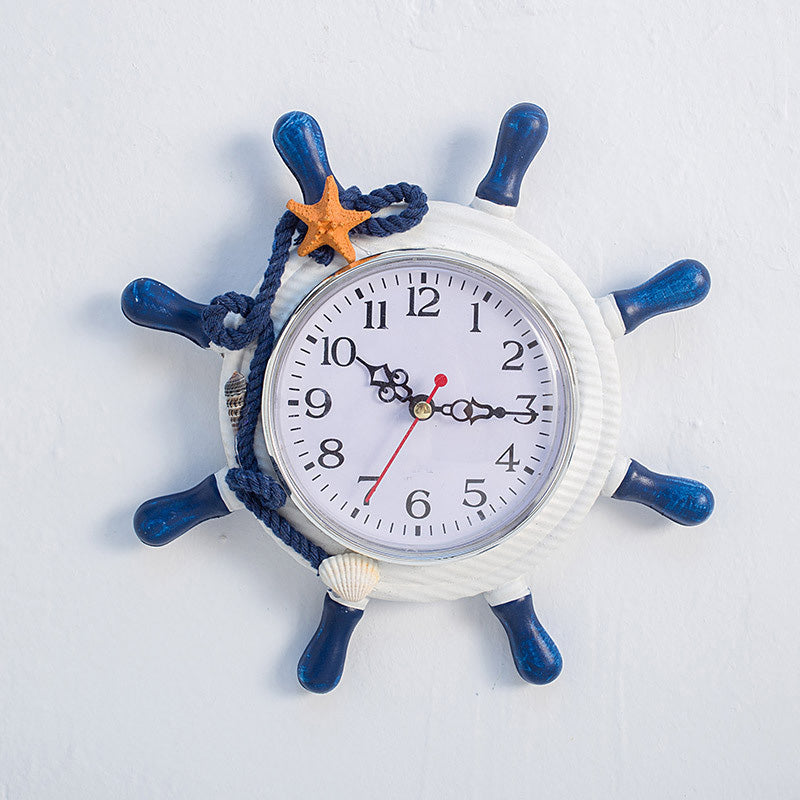 Wooden Nautical Wall Clock, 22.5 cm blue by HitMyNeed