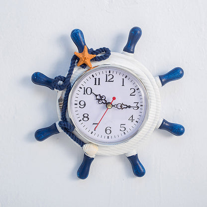 Wooden Nautical Wall Clock, 22.5 cm blue by HitMyNeed