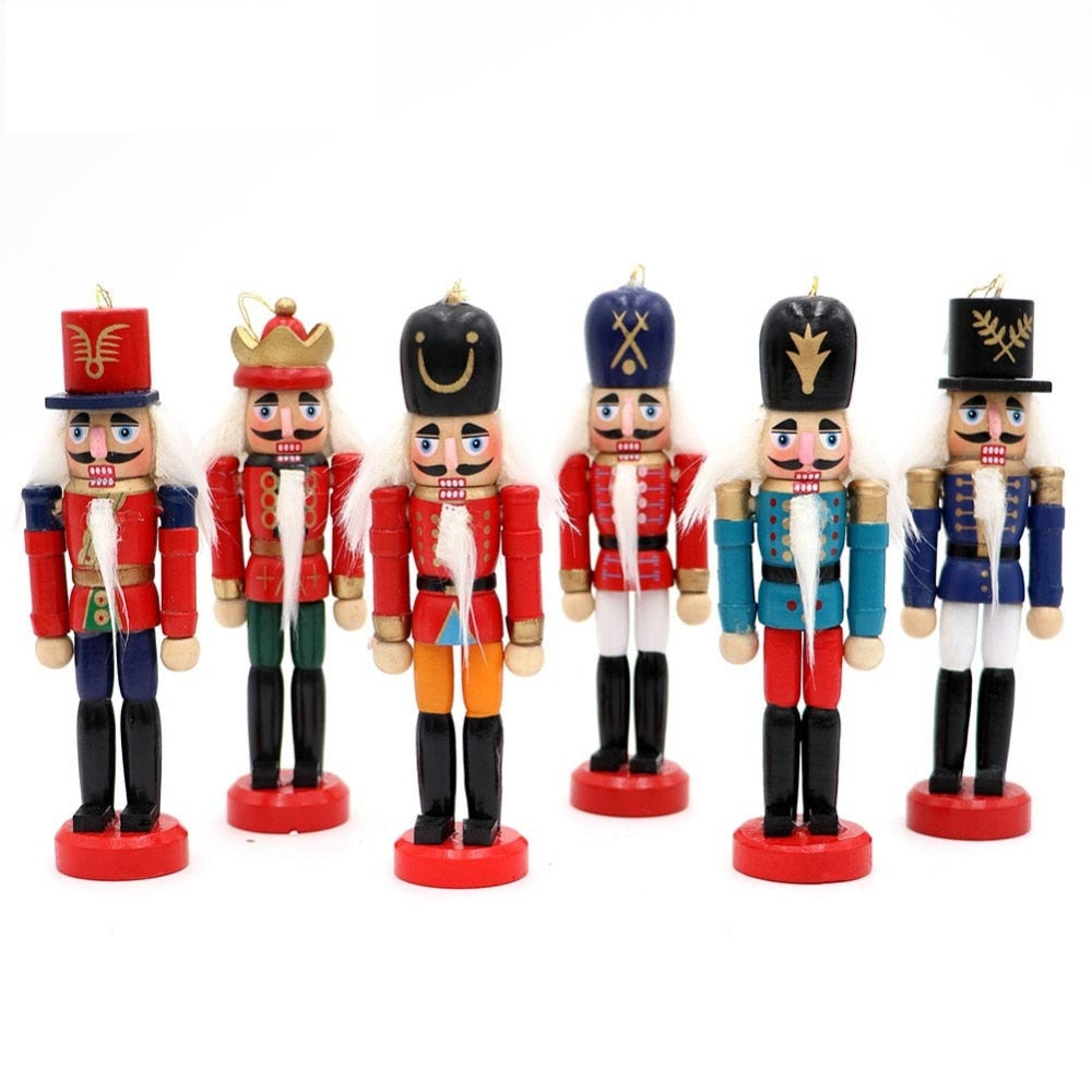 Wooden Nutcracker Christmas Tree Ornaments, Set of 6 by HitMyNeed