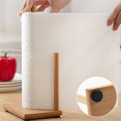 Wooden Paper Towel Stand with Dual Rods by HitMyNeed