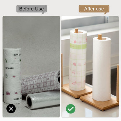 Wooden Paper Towel Stand with Dual Rods by HitMyNeed