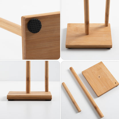 Wooden Paper Towel Stand with Dual Rods by HitMyNeed