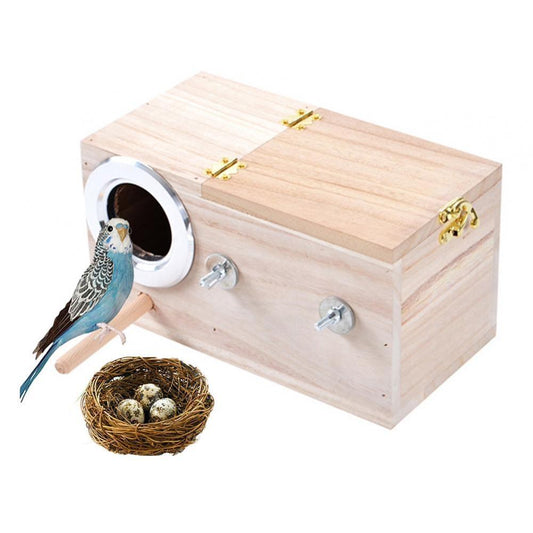Wooden Parakeet Nesting Box Birdhouse 12 x 12 x 19.5cm by HitMyNeed