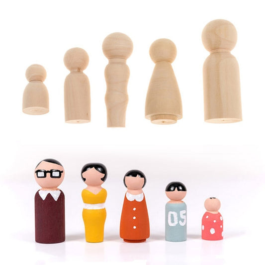 Wooden Peg Doll Family DIY Set (5 Pieces) by HitMyNeed