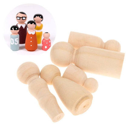 Wooden Peg Doll Family DIY Set (5 Pieces) by HitMyNeed