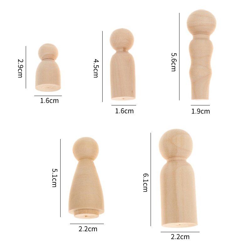 Wooden Peg Doll Family DIY Set (5 Pieces) by HitMyNeed