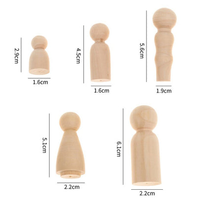 Wooden Peg Doll Family DIY Set (5 Pieces) by HitMyNeed