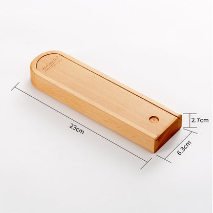 Wooden Pencil Box with Sliding Lid - Beech Storage Case by HitMyNeed