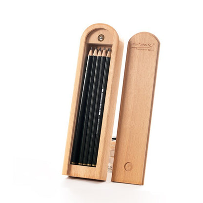 Wooden Pencil Box with Sliding Lid - Beech Storage Case by HitMyNeed
