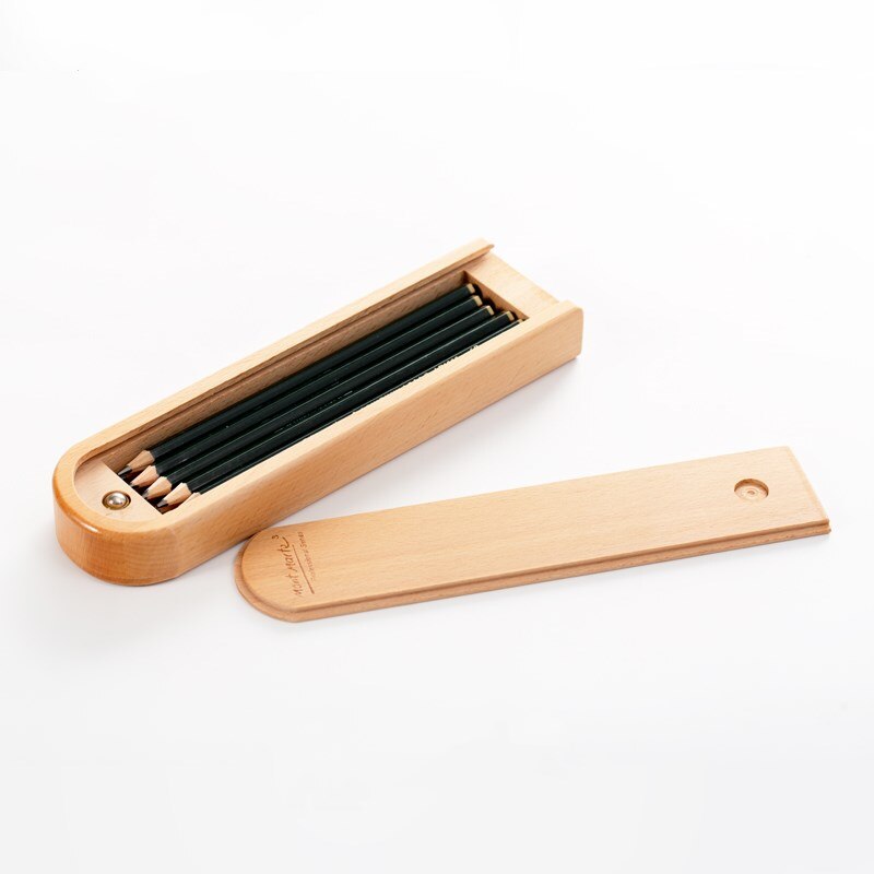 Wooden Pencil Box with Sliding Lid - Beech Storage Case by HitMyNeed
