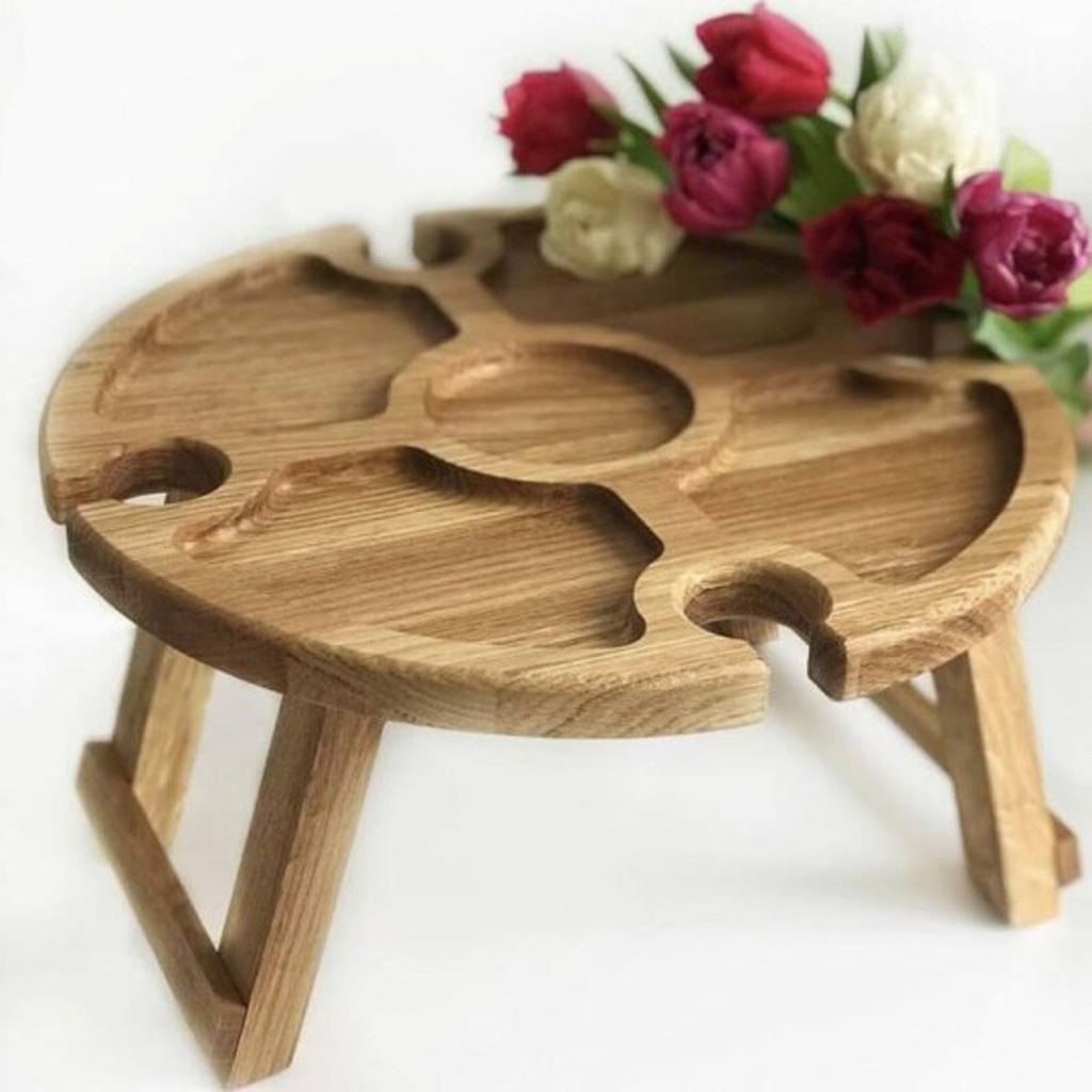 Wooden Picnic Table with Wine and Glass Holder by HitMyNeed