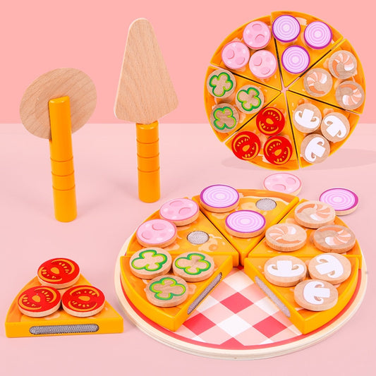 Wooden Pizza Toy Set with 27 Pieces by HitMyNeed