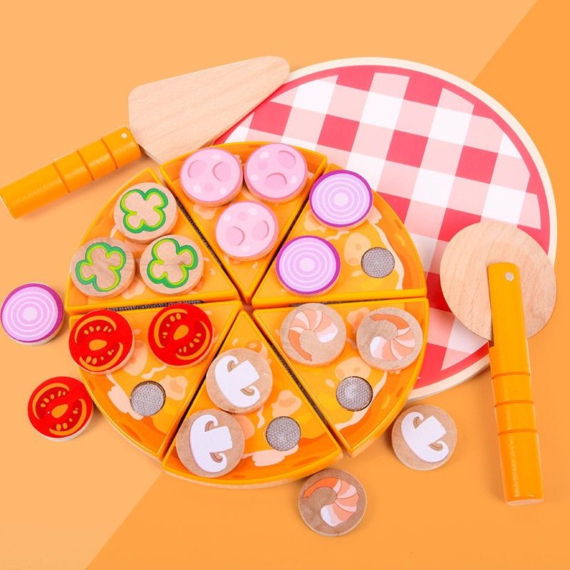 Wooden Pizza Toy Set with 27 Pieces by HitMyNeed