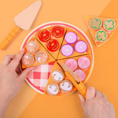 Wooden Pizza Toy Set with 27 Pieces by HitMyNeed
